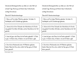 Vorschau - Arbeitsblätter - Rechengeschichten Sachaufgaben Advent ZR 100 Plus und Minus - Deckblatt