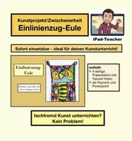 Vorschau - Stundenentwürfe - KUNST: Einlinienzug-Eule + Zeichenvideo (Zwischenarbeit) - Deckblatt