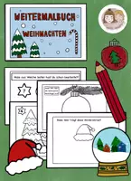 Vorschau - Mal- und Bastelvorlagen - Weihnachten Kunst, Weitermalbuch „Weihnachten“, Kunst Lückenfüller - Deckblatt