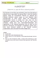 Vorschau - Arbeitsblätter - Pubertät Arbeitsbogen - Seite 1