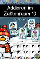 Vorschau - Arbeitsblätter - Stationen - Addieren mit dem Schneemann im Zahlenraum 10 - Deckblatt