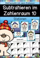 Vorschau - Stationenlernen - Stationskarten - Subtrahieren mit dem Eisbären im ZR 10 - Deckblatt