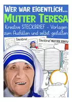 Vorschau - Arbeitsblätter - Mutter Teresa Steckbrief Religion - Deckblatt