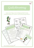 Vorschau - Aufgabenkarten - Tricks, Tipps, Kriterien und Bewertung Gedichtvortrag (Weihnachtsgedichte) - Deckblatt