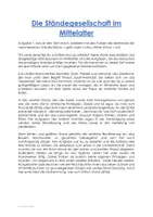 Vorschau - Arbeitsblätter - Geschichte - Die Ständegesellschaft im Mittelalter - Seite 1