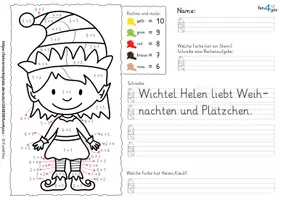 Vorschau - Arbeitsblätter - Weihnachten - Rechnen und malen (Addition und Subtraktion bis 10) - Seite 1