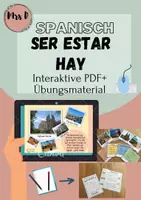 Vorschau - Präsentationen/Tafelbilder - #ATviento Ser estar hay + Landeskunde (interaktive PDF) - Deckblatt