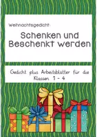 Vorschau - Arbeitsblätter - Weihnachtsgedicht zum Thema Schenken + Arbeitsblätter - Deckblatt