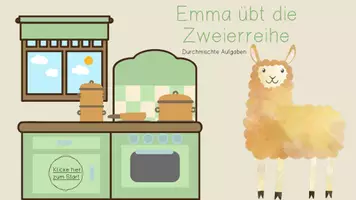 Vorschau - Stationenlernen - Emma übt die Zweierreihe - gemischte Aufgaben - interaktive PDF - 1 mal 1 - Seite 1