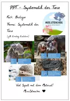 Vorschau - Präsentationen/Tafelbilder - Systematik der Tiere (31 Beispiele) - Deckblatt
