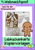 Vorschau - Mal- und Bastelvorlagen - Weihnachtskarte basteln (Lebkuchenhaus, Weihnachtsgrüße) - Deckblatt