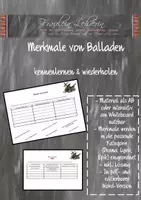 Vorschau - Arbeitsblätter - Merkmale von Balladen kennen und wiederholen! Interaktiv am Whiteboard nutzbar - Deckblatt