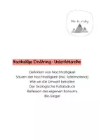 Vorschau - Unterrichtsreihen - Nachhaltige Ernährung Einheit - Deckblatt
