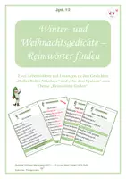 Vorschau - Arbeitsblätter - Winter- und Weihnachtsgedichte, Reimwörter finden, Jgst. 1/2 - Deckblatt