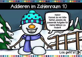 Vorschau - Spiele - Digitales/interaktives Lernspiel - Addieren mit dem Schneemann im Zahlenraum 10 - Seite 3