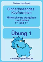 Vorschau - Arbeitsblätter - Digitales Lern-Tablet: Mittelschwere Aufgaben 1x1/1:1, Übung 1 - Deckblatt