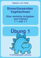 Vorschau - Arbeitsblätter - Digitales Lern-Tablet: Einfache Aufgaben zum 1x1/1:1, Übung 1 - Seite 1