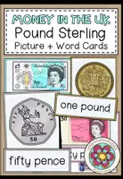 Vorschau - Stationenlernen - Money in the UK: Pound Sterling - PICTURE + WORD CARDS - Deckblatt
