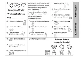 Vorschau - Mal- und Bastelvorlagen - Lesepass Weihnachtsferien (Leporello) - Seite 1