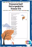 Vorschau - Klassenarbeiten - Klassenarbeit Naturgedichte - editierbar - inkl. Bewertungsbogen - Deckblatt