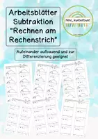 Vorschau - Arbeitsblätter - Arbeitsblätter Subtraktion Rechenstrich - Deckblatt