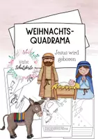 Vorschau - Stationenlernen - Weihnachts-Quadrama - Weihnachten - Quadrama - Weihnachtsgeschichte - Jesus wird geboren - Seite 1