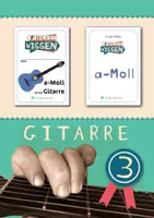 Vorschau - Merkblätter - Musik Faltheft 🎸 Gitarre lernen 3 | a-Moll Griff | Schlagrhythmen |QR zu Playalong-Videos - Deckblatt