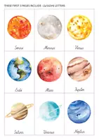 Vorschau - Bildkarten - Planeten Sonnensystem Montessori Karteikarten Wort Karte - Seite 1