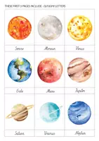 Vorschau - Bildkarten - Planeten Sonnensystem Montessori Karteikarten Wort Karte - Seite 3