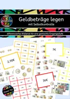Vorschau - Stationenlernen - Geldbeträge legen mit Selbstkontrolle - Deckblatt