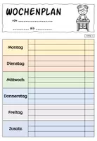 Vorschau - Arbeitsblätter - Kostenlos - Wochenplan-Vorlage (1.-6. Klasse) - Seite 1