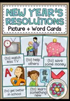 Vorschau - Bildkarten - New Year's resolutions - Picture + Word Cards - Deckblatt