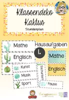 Vorschau - Poster - Klassenraum Deko Kaktus - Stundenplan - Deckblatt