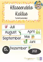Vorschau - Poster - Klassenraum Deko Kaktus - Tafel Kalender - Deckblatt