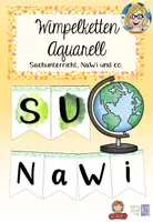 Vorschau - Poster - Wimpelkette Sachunterricht aquarell - Deckblatt