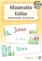 Vorschau - Bildkarten - Klassenraum Deko Kaktus - Namensschilder EDITIERBAR - Deckblatt