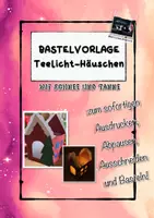 Vorschau - Mal- und Bastelvorlagen - Vorlage zum Basteln: Teelicht-Winterhäuschen - Deckblatt