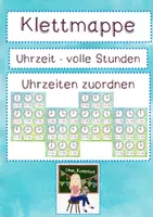 Vorschau - Arbeitsblätter - Klettmappe - Uhrzeit volle Stunden - Uhrzeiten zuordnen - Deckblatt