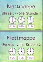 Vorschau - Arbeitsblätter - Klettmappe - Uhrzeit volle Stunden - Uhrzeiten zuordnen - Seite 2