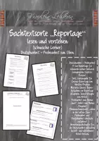 Vorschau - Fördermaterial/Inklusion - Deutscharbeit + Probearbeit zur Reportage (schwache Lerner, inklusiv!) - Deckblatt