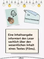 Vorschau - Poster - Die Inhaltsangabe Plakat Definition Übersicht - Deckblatt