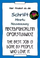 Vorschau - selbst erstellte Schriftarten - Schrift: Mine4uNouveauway - Deckblatt