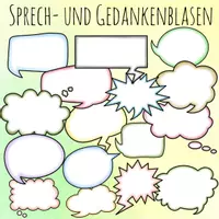 Vorschau - selbst erstellte Cliparts/Grafiken - Sprech- und Gedankenblasen: 90 verschiedene Cliparts - Deckblatt