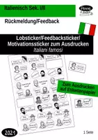 Vorschau - Mal- und Bastelvorlagen - Rückmeldung/Lobsticker/Motivationssticker Italienisch - Berühmte italienische Persönlichkeiten - Deckblatt