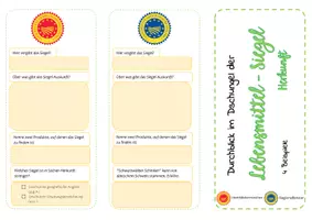Vorschau - Arbeitsblätter - Lebensmittel-Siegel Herkunft, Ernährung, Flyer - Seite 1