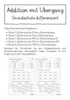 Vorschau - Arbeitsblätter - Addition mit Übergang - Grundschule differenziert - Seite 1