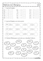 Vorschau - Arbeitsblätter - Addition mit Übergang - Grundschule differenziert - Deckblatt
