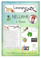 Vorschau - Arbeitsblätter - Mini-Lesespur Neujahr (3-fach differenziert) - Deckblatt