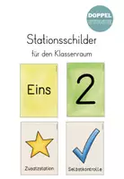 Vorschau - Stationenlernen - Stationsschilder für den Klassenraum - Deckblatt