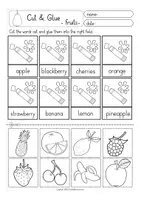 Vorschau - Arbeitsblätter - Fruits Cut & Glue (Lesen + Kleben) Englisch - Seite 3
